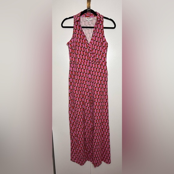 Diane Von Furstenburg DVF X Target - pink geometric collared jumpsuit Small - Picture 5 of 13